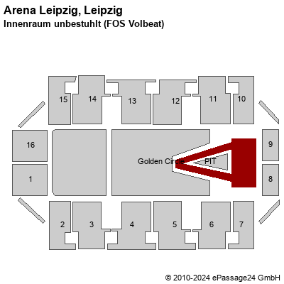 Saalplan Arena Leipzig, Leipzig, Deutschland, Innenraum unbestuhlt (FOS Volbeat)