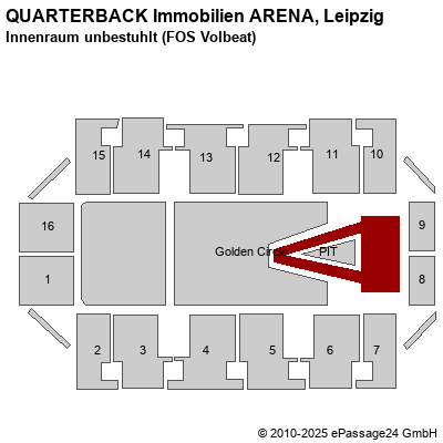 Saalplan Arena Leipzig, Leipzig, Deutschland, Innenraum unbestuhlt (FOS Volbeat)