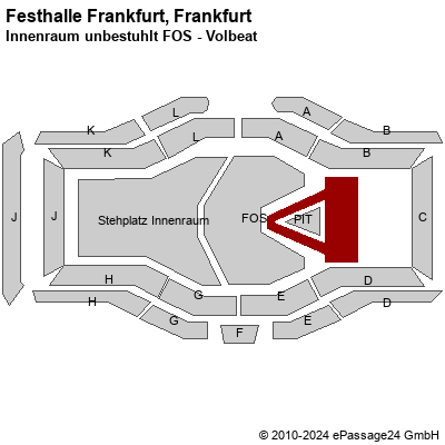 Saalplan Festhalle Frankfurt, Frankfurt, Deutschland, Innenraum unbestuhlt FOS - Volbeat