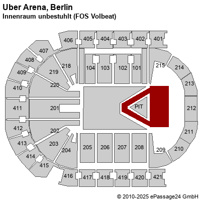 Saalplan Mercedes-Benz Arena (ex. o2 World Berlin), Berlin, Deutschland, Innenraum unbestuhlt (FOS Volbeat)