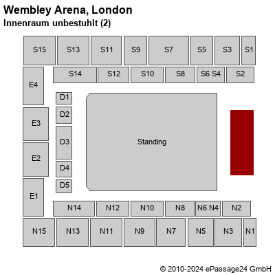 Saalplan Wembley Arena, London, Großbritannien, Innenraum unbestuhlt (2)
