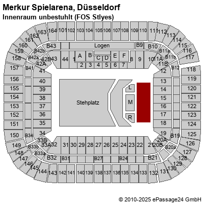 Saalplan ESPRIT arena, Düsseldorf, Deutschland, Innenraum unbestuhlt (FOS Stlyes)