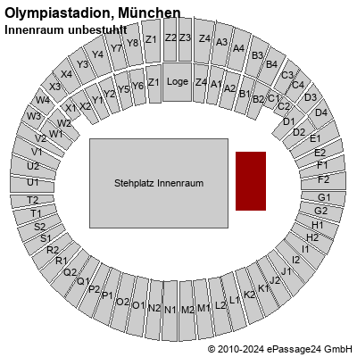 Saalplan Olympiastadion, München, Deutschland, Innenraum unbestuhlt