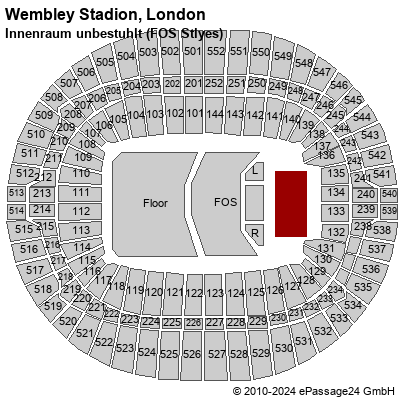 Saalplan Wembley Stadion, London, Großbritannien, Innenraum unbestuhlt (FOS Stlyes)