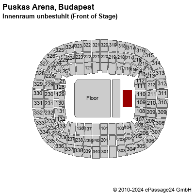 Saalplan Puskas Arena, Budapest, Ungarn, Innenraum unbestuhlt (Front of Stage)