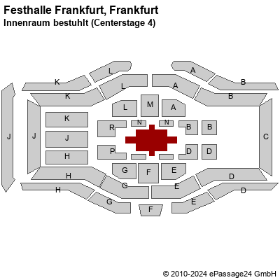 Saalplan Festhalle Frankfurt, Frankfurt, Deutschland, Innenraum bestuhlt (Centerstage 4)