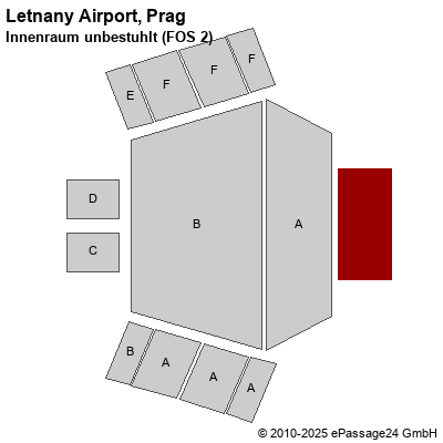 Saalplan Letnany Airport, Prag, Tschechien , Innenraum unbestuhlt (FOS 2)