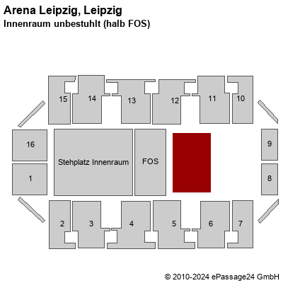 Saalplan Arena Leipzig, Leipzig, Deutschland, Innenraum unbestuhlt (halb FOS)