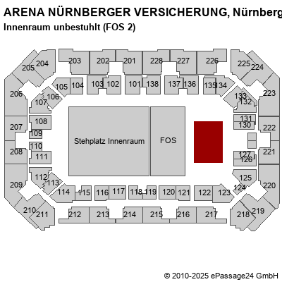 Saalplan ARENA NÜRNBERGER VERSICHERUNG, Nürnberg, Deutschland, Innenraum unbestuhlt (FOS 2)