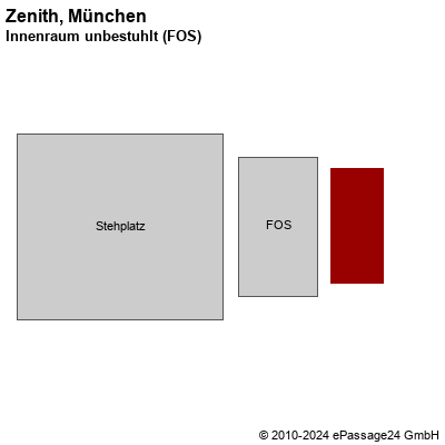 Saalplan Zenith, München, Deutschland, Innenraum unbestuhlt (FOS)