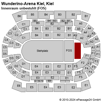 Saalplan Wunderino-Arena Kiel, Kiel, Deutschland, Innenraum unbestuhlt (FOS)