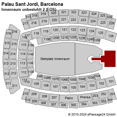Saalplan Palau Sant Jordi, Barcelona, Spanien, Innenraum unbestuhlt 2 (FOS)