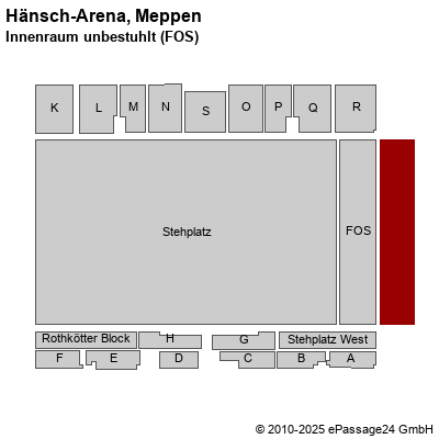 Saalplan Hänsch-Arena, Meppen, Deutschland, Innenraum unbestuhlt (FOS)