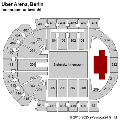 Saalplan Mercedes-Benz Arena (ex. o2 World Berlin), Berlin, Deutschland, Innenraum unbestuhlt