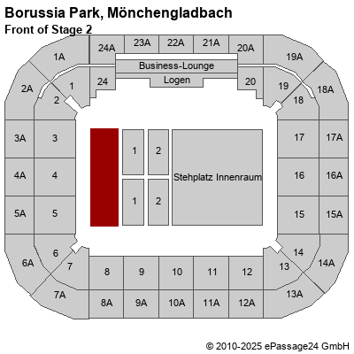 Saalplan Borussia Park, Mönchengladbach, Deutschland, Front of Stage 2