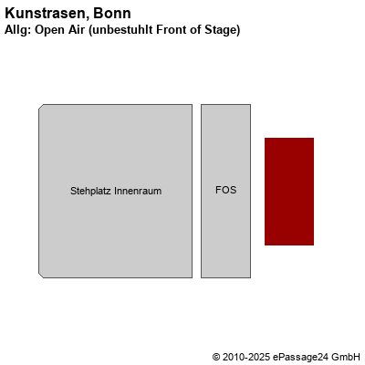 Saalplan Kunstrasen, Bonn, Deutschland, Allg: Open Air (unbestuhlt Front of Stage)
