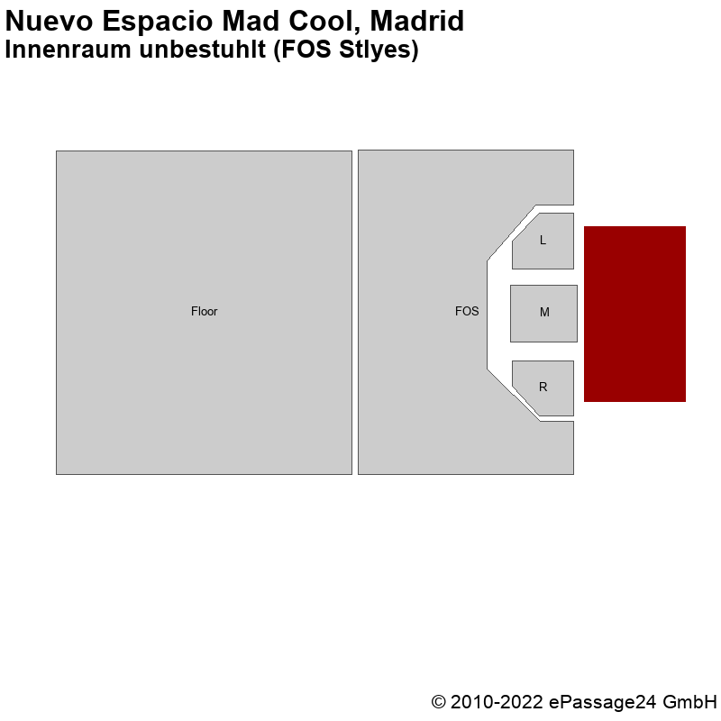Saalplan Nuevo Espacio Mad Cool, Madrid, Spanien, Innenraum unbestuhlt (FOS Stlyes)