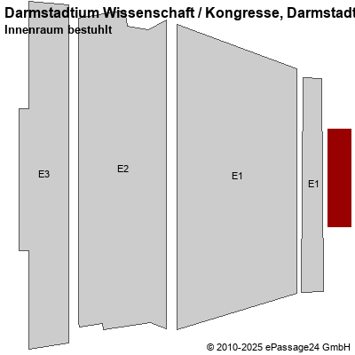Saalplan Darmstadtium Wissenschaft / Kongresse, Darmstadt, Deutschland, Innenraum bestuhlt