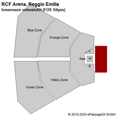 Saalplan RCF Arena, Reggio Emilia, Italien, Innenraum unbestuhlt (FOS Stlyes)