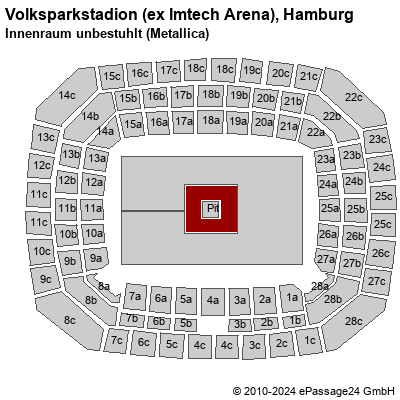 Saalplan Volksparkstadion (ex Imtech Arena), Hamburg, Deutschland, Innenraum unbestuhlt (Metallica)