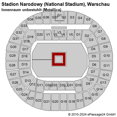 Saalplan Stadion Narodowy (National Stadium), Warschau, Polen, Innenraum unbestuhlt (Metallica)