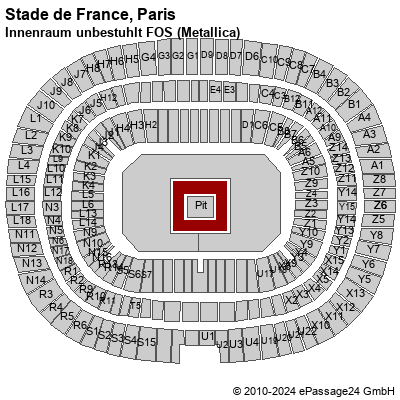 Saalplan Stade de France, Paris, Frankreich, Innenraum unbestuhlt FOS (Metallica)