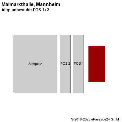 Saalplan Maimarkthalle, Mannheim, Deutschland, Allg: unbestuhlt FOS 1+2