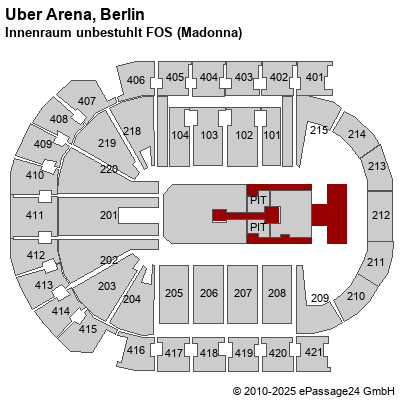 Saalplan Mercedes-Benz Arena (ex. o2 World Berlin), Berlin, Deutschland, Innenraum unbestuhlt FOS (Madonna)