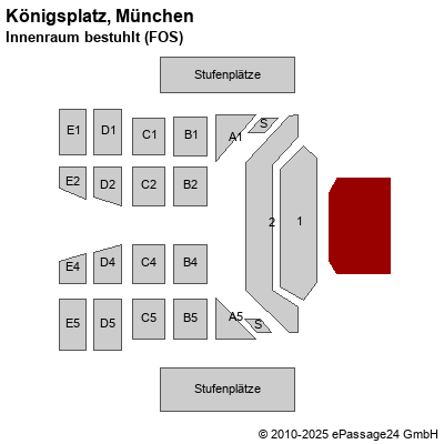 Saalplan Königsplatz, München, Deutschland, Innenraum bestuhlt (FOS)