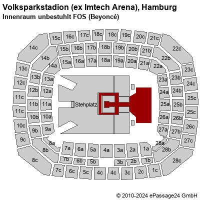Saalplan Volksparkstadion (ex Imtech Arena), Hamburg, Deutschland, Innenraum unbestuhlt FOS (Beyoncé)