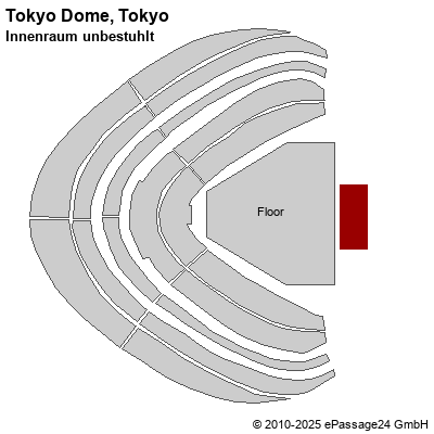 Saalplan Tokyo Dome, Tokyo, Japan, Innenraum unbestuhlt