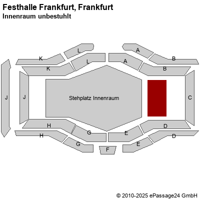 Saalplan Festhalle Frankfurt, Frankfurt, Deutschland, Innenraum unbestuhlt