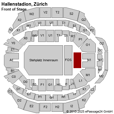 Saalplan Hallenstadion, Zürich, Schweiz, Front of Stage