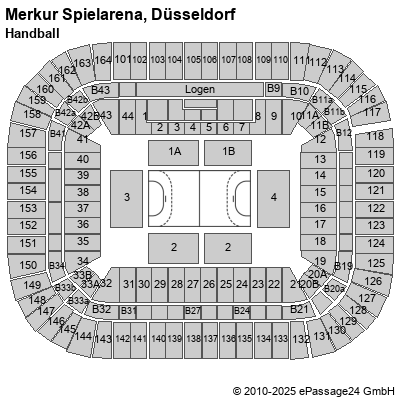 Saalplan ESPRIT arena, Düsseldorf, Deutschland, Handball