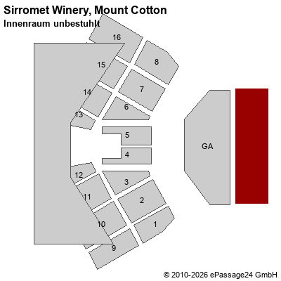 Saalplan Sirromet Winery, Mount Cotton, Australien, Innenraum unbestuhlt