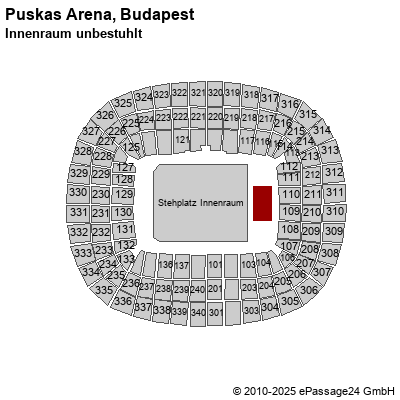 Saalplan Puskas Arena, Budapest, Ungarn, Innenraum unbestuhlt