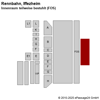 Saalplan Rennbahn, Iffezheim, Deutschland, Innenraum teilweise bestuhlt (FOS)