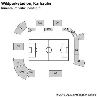 Saalplan Wildparkstadion, Karlsruhe, Deutschland, Innenraum teilw. bestuhlt