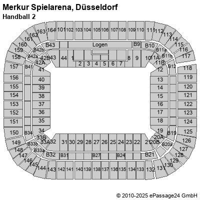 Saalplan ESPRIT arena, Düsseldorf, Deutschland, Handball 2