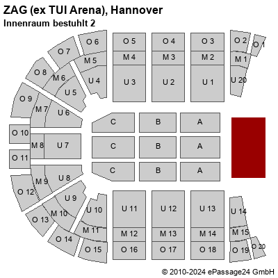 Saalplan ZAG (ex TUI Arena), Hannover, Deutschland, Innenraum bestuhlt 2