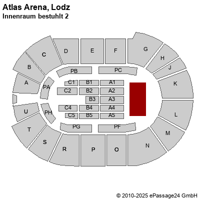 Saalplan Atlas Arena, Lodz, Polen, Innenraum bestuhlt 2