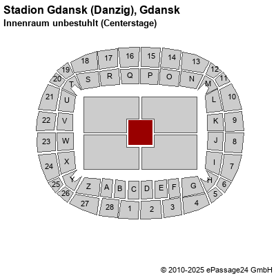Saalplan Stadion Gdansk (Danzig), Gdansk, Polen, Innenraum unbestuhlt (Centerstage)