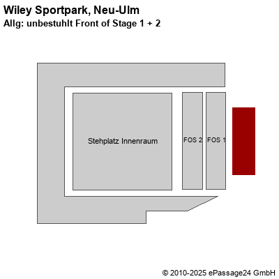 Saalplan Wiley Sportpark, Neu-Ulm, Deutschland, Allg: unbestuhlt Front of Stage 1 + 2