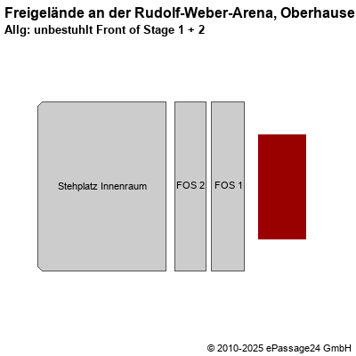 Saalplan Freigelände an der Rudolf-Weber-Arena, Oberhausen, Deutschland, Allg: unbestuhlt Front of Stage 1 + 2