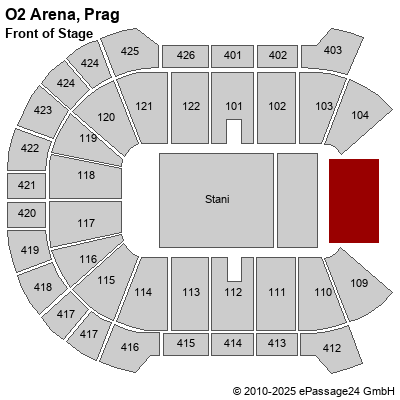 Saalplan O2 Arena, Prag, Tschechien , Front of Stage