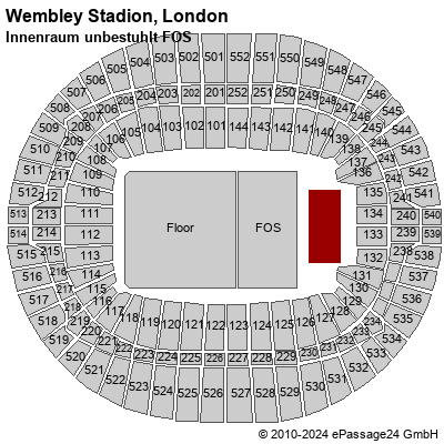 Saalplan Wembley Stadion, London, Großbritannien, Innenraum unbestuhlt FOS