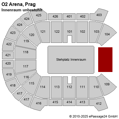 Saalplan O2 Arena, Prag, Tschechien , Innenraum unbestuhlt