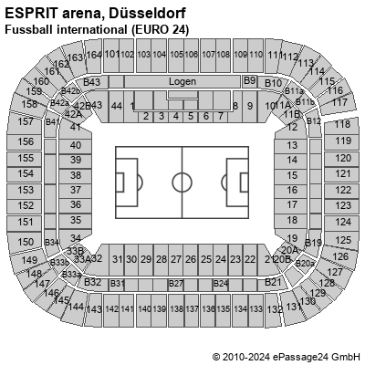 Saalplan ESPRIT arena, Düsseldorf, Deutschland, Fussball international (EURO 24)