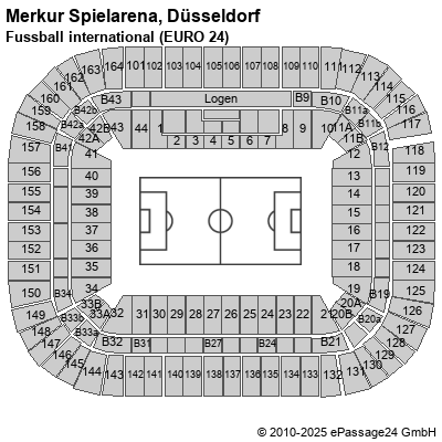 Saalplan ESPRIT arena, Düsseldorf, Deutschland, Fussball international (EURO 24)