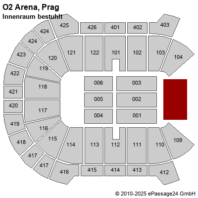 Saalplan O2 Arena, Prag, Tschechien , Innenraum bestuhlt